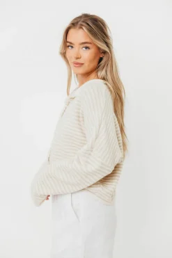 Discount Worth Collective Piper Mini Stripes Cardigan in Cream