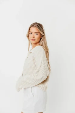 Discount Worth Collective Piper Mini Stripes Cardigan in Cream