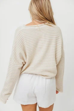 Discount Worth Collective Piper Mini Stripes Cardigan in Cream