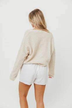 Discount Worth Collective Piper Mini Stripes Cardigan in Cream