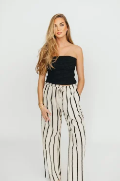 Online Worth Collective Poppy Textured Tube Top in Black