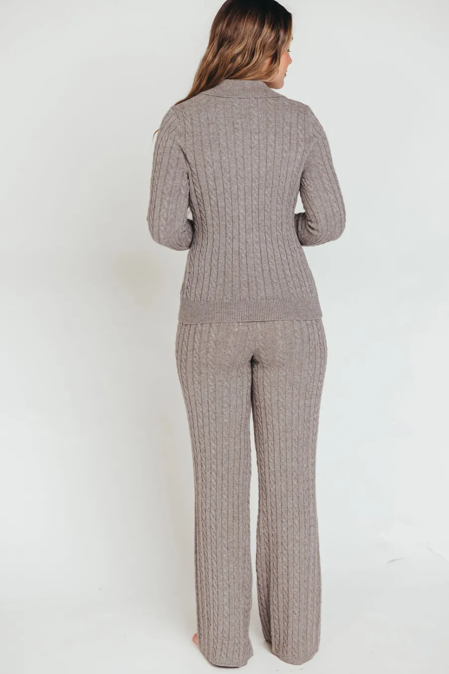 Online Worth Collective Premium Willow Cable Knit Pants in Greige