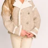 Outlet Worth Collective Presley Mixed Color Mini Pompom Jacket in Beige Combo