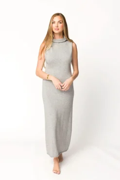 Discount Worth Collective Quinn Turtleneck Maxi Dress in Heather Grey
