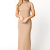 Fashion Worth Collective Quinn Turtleneck Maxi Dress in Taupe
