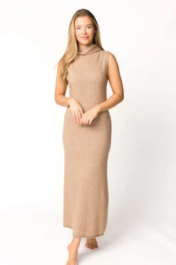 Fashion Worth Collective Quinn Turtleneck Maxi Dress in Taupe