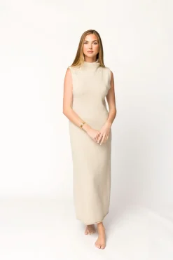 Discount Worth Collective Quinn Turtleneck Maxi Dress in Beige