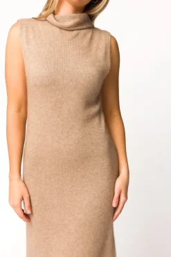 Fashion Worth Collective Quinn Turtleneck Maxi Dress in Taupe