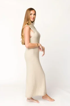 Discount Worth Collective Quinn Turtleneck Maxi Dress in Beige