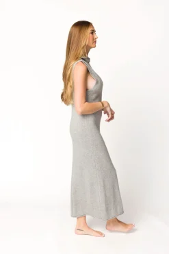 Discount Worth Collective Quinn Turtleneck Maxi Dress in Heather Grey