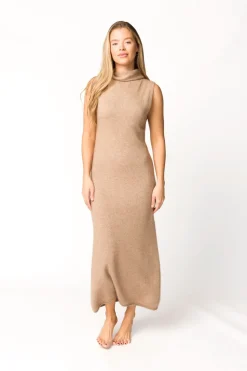 Fashion Worth Collective Quinn Turtleneck Maxi Dress in Taupe