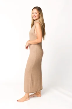 Fashion Worth Collective Quinn Turtleneck Maxi Dress in Taupe