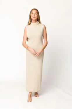 Discount Worth Collective Quinn Turtleneck Maxi Dress in Beige