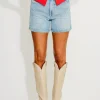 Sale Worth Collective Rayna Vintage High Rise Shorts in Light Denim