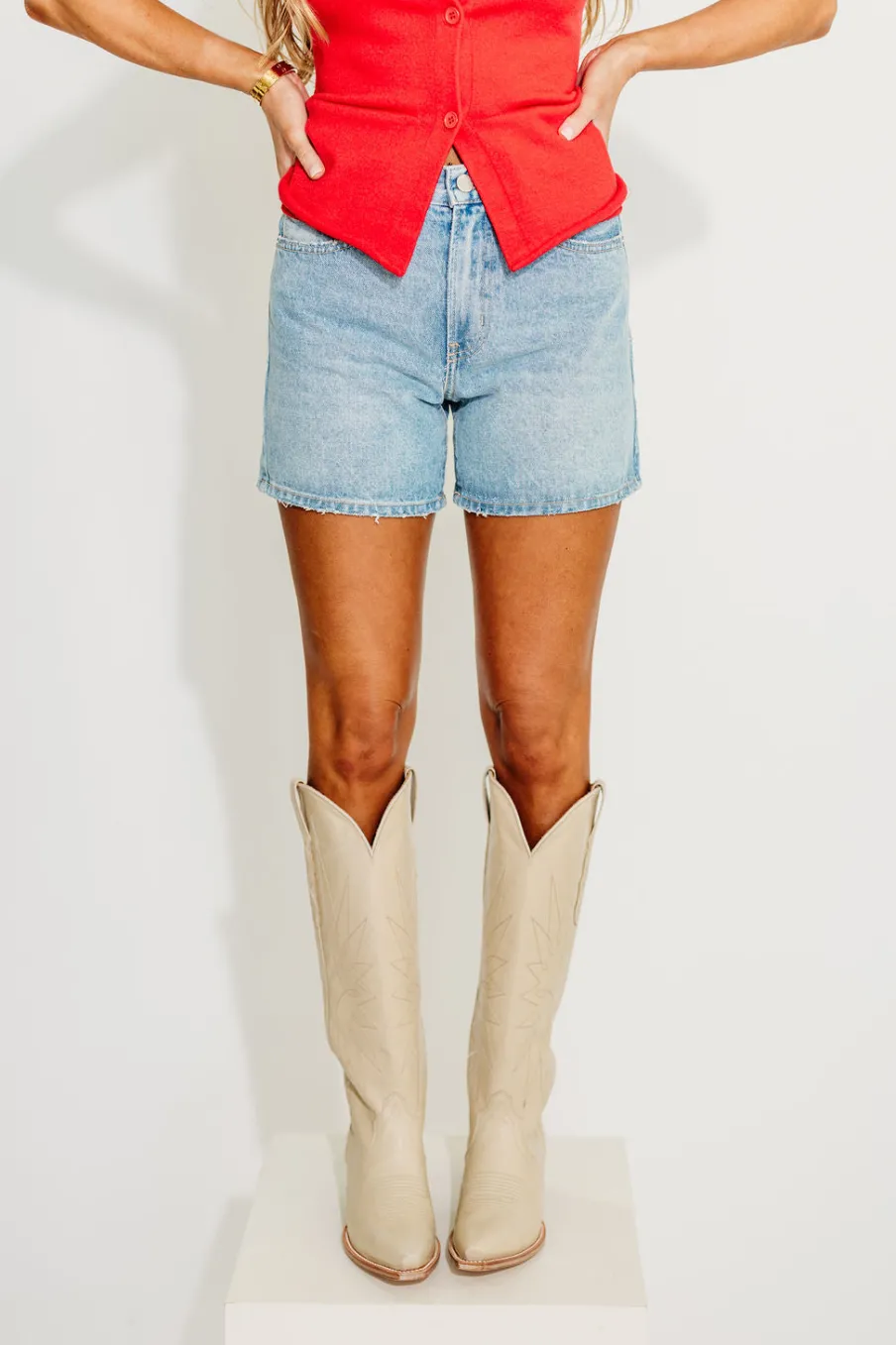 Sale Worth Collective Rayna Vintage High Rise Shorts in Light Denim