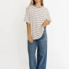 Online Worth Collective Reagan Oversized Striped T-Shirt in Cream