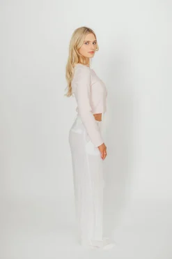 New Worth Collective Rebecca Tie Front Cardigan with Scallop Hem in Baby Pink