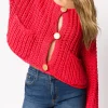New Worth Collective Reina Chunky Knit Cardigan in Red