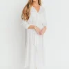 Fashion Worth Collective Rhea Belted Maxi Shirt Dress in White - Nursing Friendly