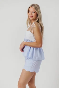 Best Worth Collective Ricci Scallop Shorts in Blue