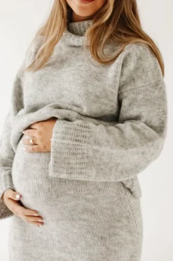 Sale Worth Collective Robyn Knit Skirt in Heather Grey - Bump Friendly