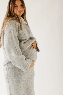 Sale Worth Collective Robyn Knit Skirt in Heather Grey - Bump Friendly