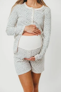 New Worth Collective Rori Maternity Pajama Set in Ivory - Bump Friendly