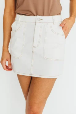 Online Worth Collective Rosalyn Mini Skirt in Ecru