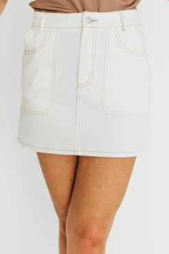 Online Worth Collective Rosalyn Mini Skirt in Ecru