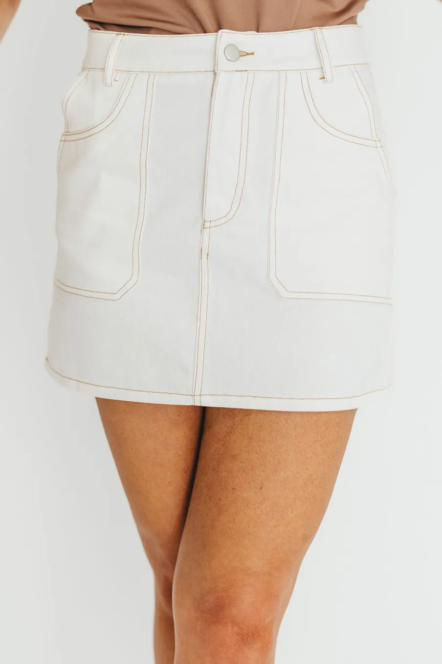 Online Worth Collective Rosalyn Mini Skirt in Ecru