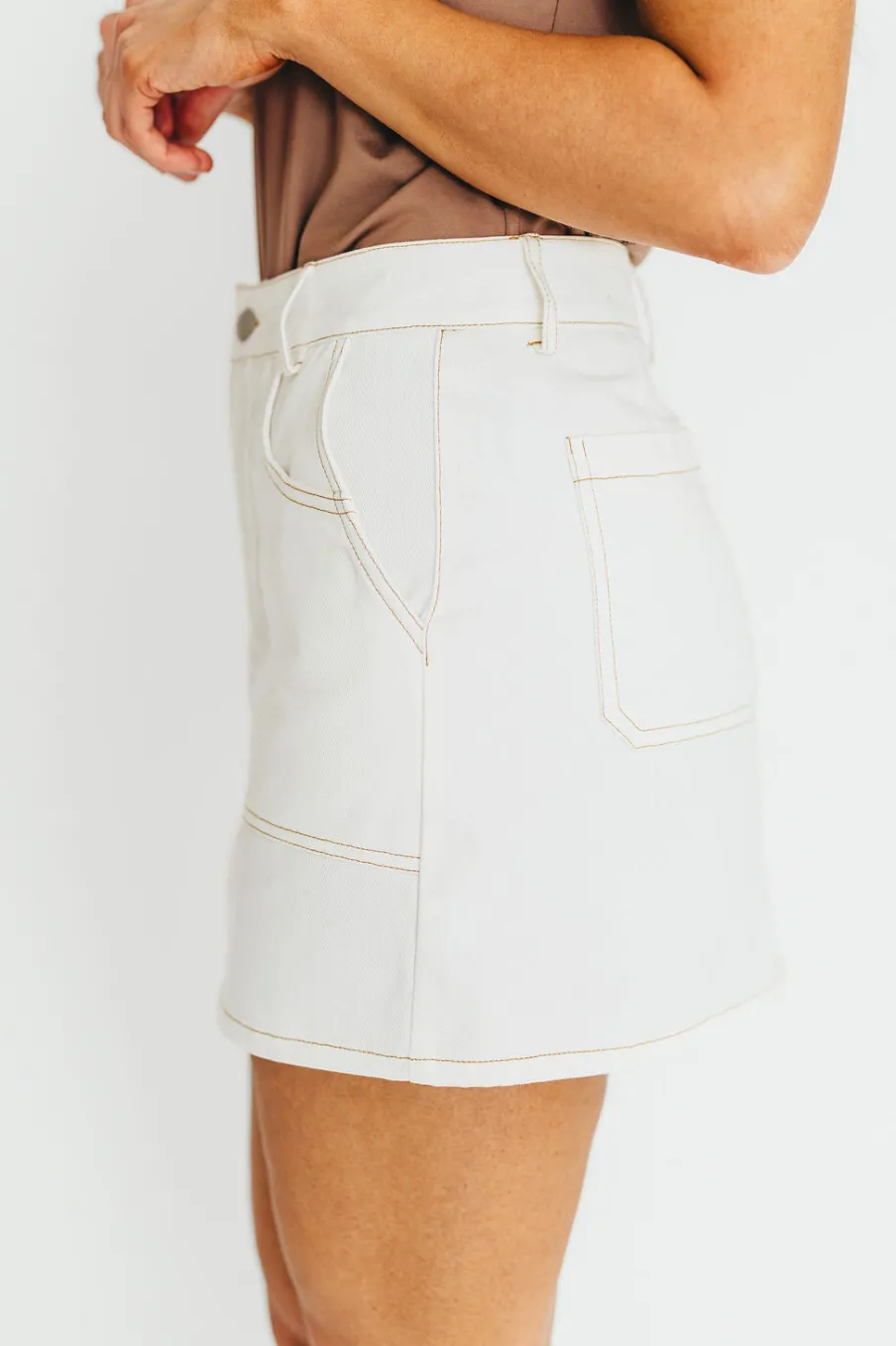 Online Worth Collective Rosalyn Mini Skirt in Ecru