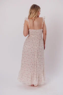 Online Worth Collective Rosamund Bustier-Style Maxi Dress in Blush Pink Floral - Inclusive Siz