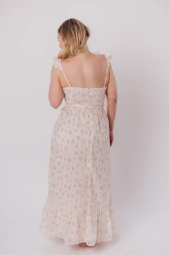 Online Worth Collective Rosamund Bustier-Style Maxi Dress in Blush Pink Floral - Inclusive Siz