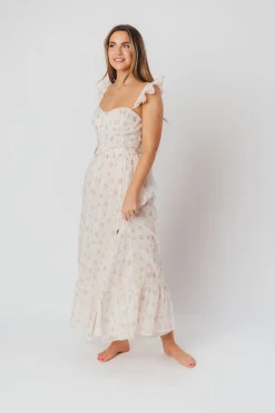 Online Worth Collective Rosamund Bustier-Style Maxi Dress in Blush Pink Floral - Inclusive Siz