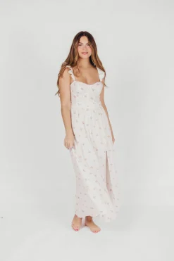 Outlet Worth Collective Rosamund Bustier-Style Maxi Dress in White/Orange Floral - Inclusive S