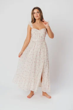 Online Worth Collective Rosamund Bustier-Style Maxi Dress in Blush Pink Floral - Inclusive Siz