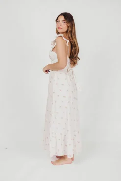 Outlet Worth Collective Rosamund Bustier-Style Maxi Dress in White/Orange Floral - Inclusive S