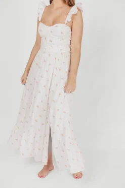 Online Worth Collective Rosamund Bustier-Style Maxi Dress in Blush Pink Floral - Inclusive Siz