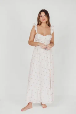 Online Worth Collective Rosamund Bustier-Style Maxi Dress in Blush Pink Floral - Inclusive Siz