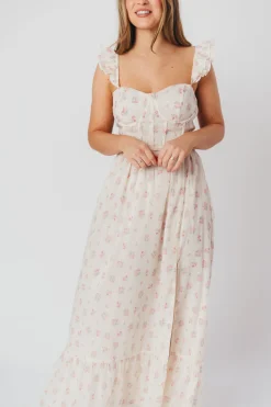 Online Worth Collective Rosamund Bustier-Style Maxi Dress in Blush Pink Floral - Inclusive Siz