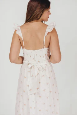 Outlet Worth Collective Rosamund Bustier-Style Maxi Dress in White/Orange Floral - Inclusive S