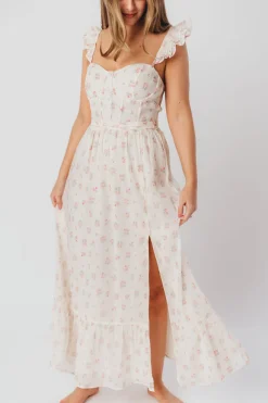 Online Worth Collective Rosamund Bustier-Style Maxi Dress in Blush Pink Floral - Inclusive Siz