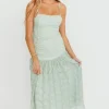 Online Worth Collective Rosie Ruched Maxi Dress in Mint