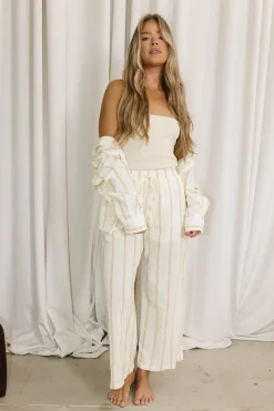 Outlet Worth Collective Rowan Pants in Beige Stripe