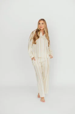 Outlet Worth Collective Rowan Pants in Beige Stripe