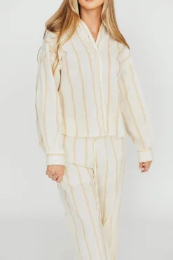 Outlet Worth Collective Rowan Pants in Beige Stripe