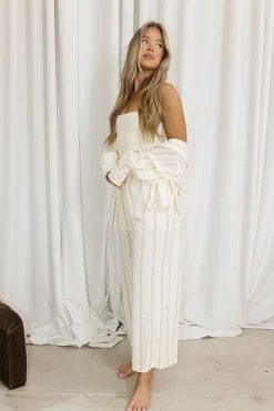 Outlet Worth Collective Rowan Pants in Beige Stripe