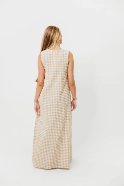 Clearance Worth Collective Ruthie Gingham Maxi Dress in Honey *PRE-ORDER*