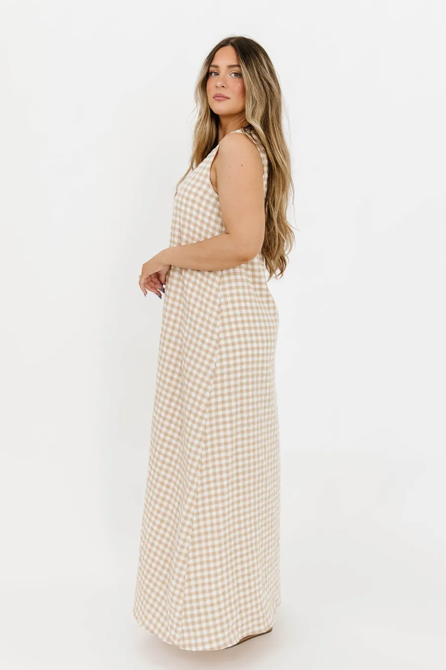 Clearance Worth Collective Ruthie Gingham Maxi Dress in Honey *PRE-ORDER*