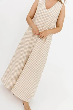 Clearance Worth Collective Ruthie Gingham Maxi Dress in Honey *PRE-ORDER*